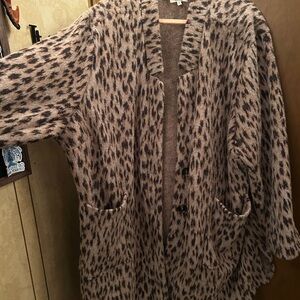 Maurices Taupe and Black Leopard-Print Cardigan